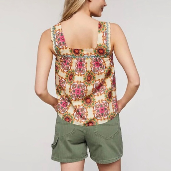 Anthropologie Let Me Be Abstract Ruffled Tank - Picture 2 of 13